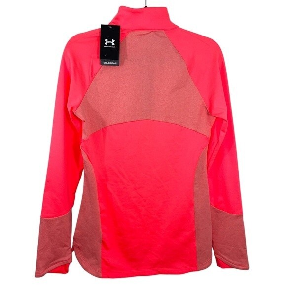 NWT Under Armour Women’s ColdGear 1/2 Zip Training Top Pink Size SMALL Thumbhole - Picture 4 of 13
